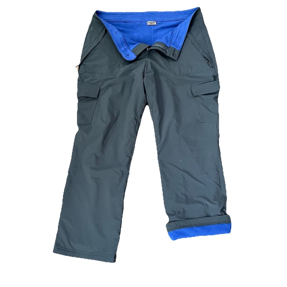 Eddie Bauer Womens 12 P Polar Fleece-Lined Gray Nylon Hiking Warm Pants Gorpcore
